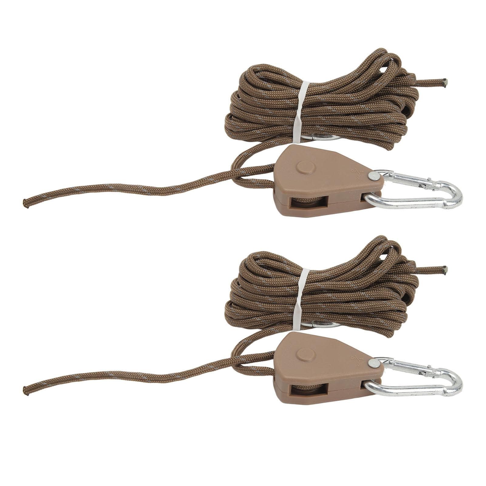2 Pcs 4m Camping Tent Adjustable Wind Cord Outdoor Tent Rope with Pulley Canopy Quick Setup Camping