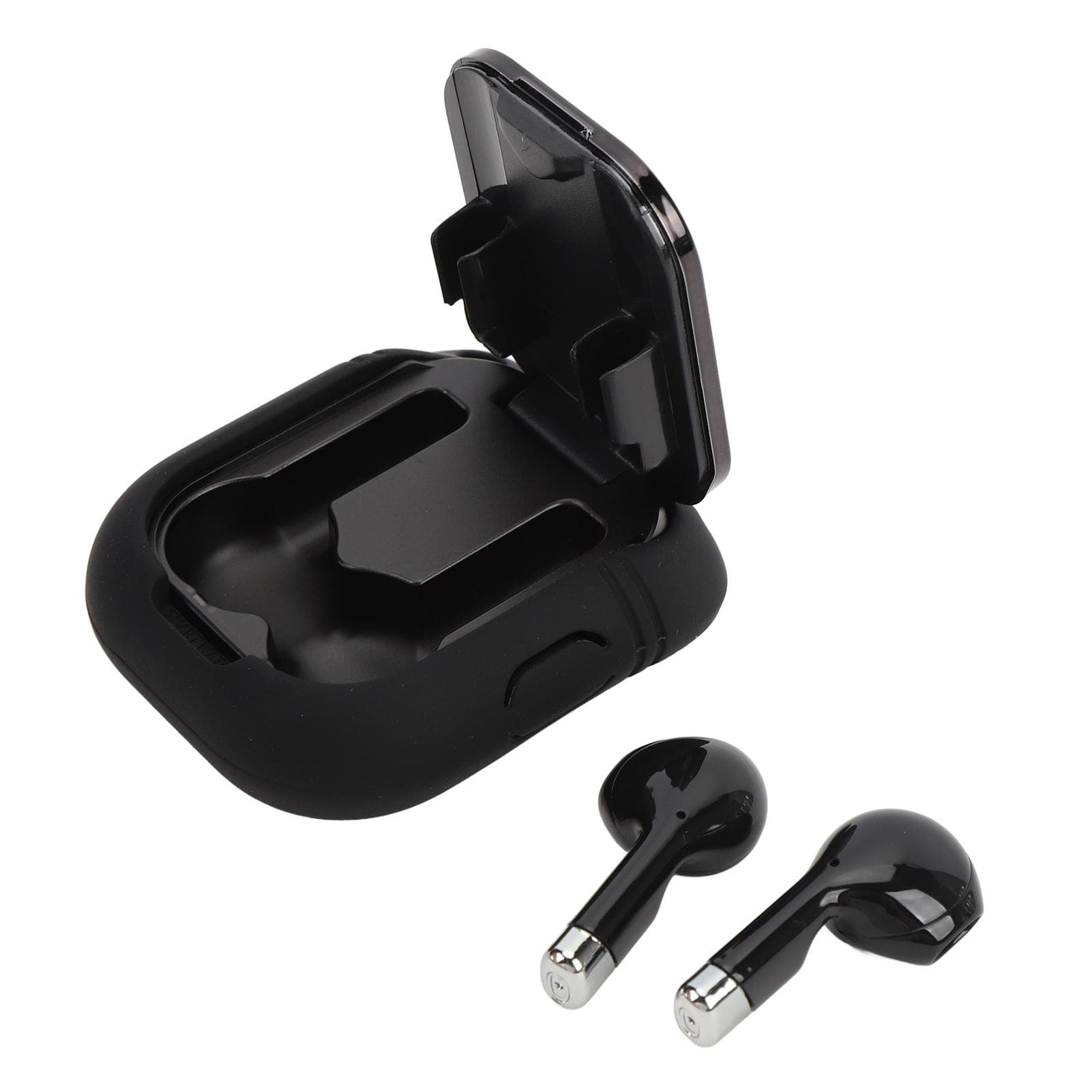 2 in 1 Smart Watch with Earbuds 2.01 Inch TFT Touch Screen Bluetooth Call Music Play Step Count black