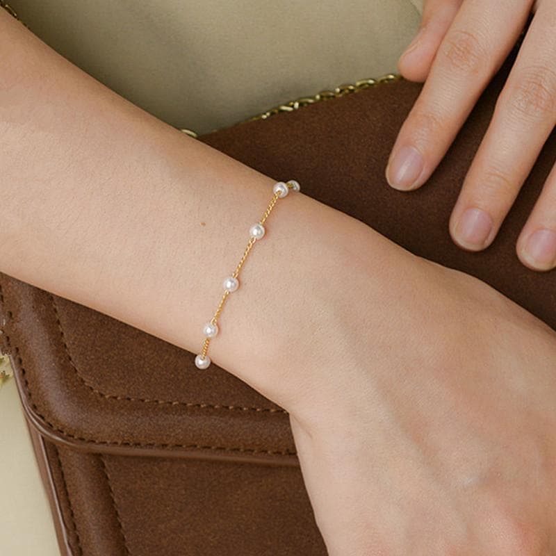 Simple Elegant Simulation Pearl Bracelets Beads Chain For Womens Charm Bracelet Jewelry Gift gold