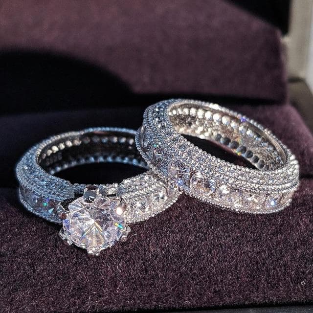925 Sterling Silver Luxury Bold Big Wedding Rings Set for Bridal Women Engagement African Finger Christmas Gift Jewelry R4428 7