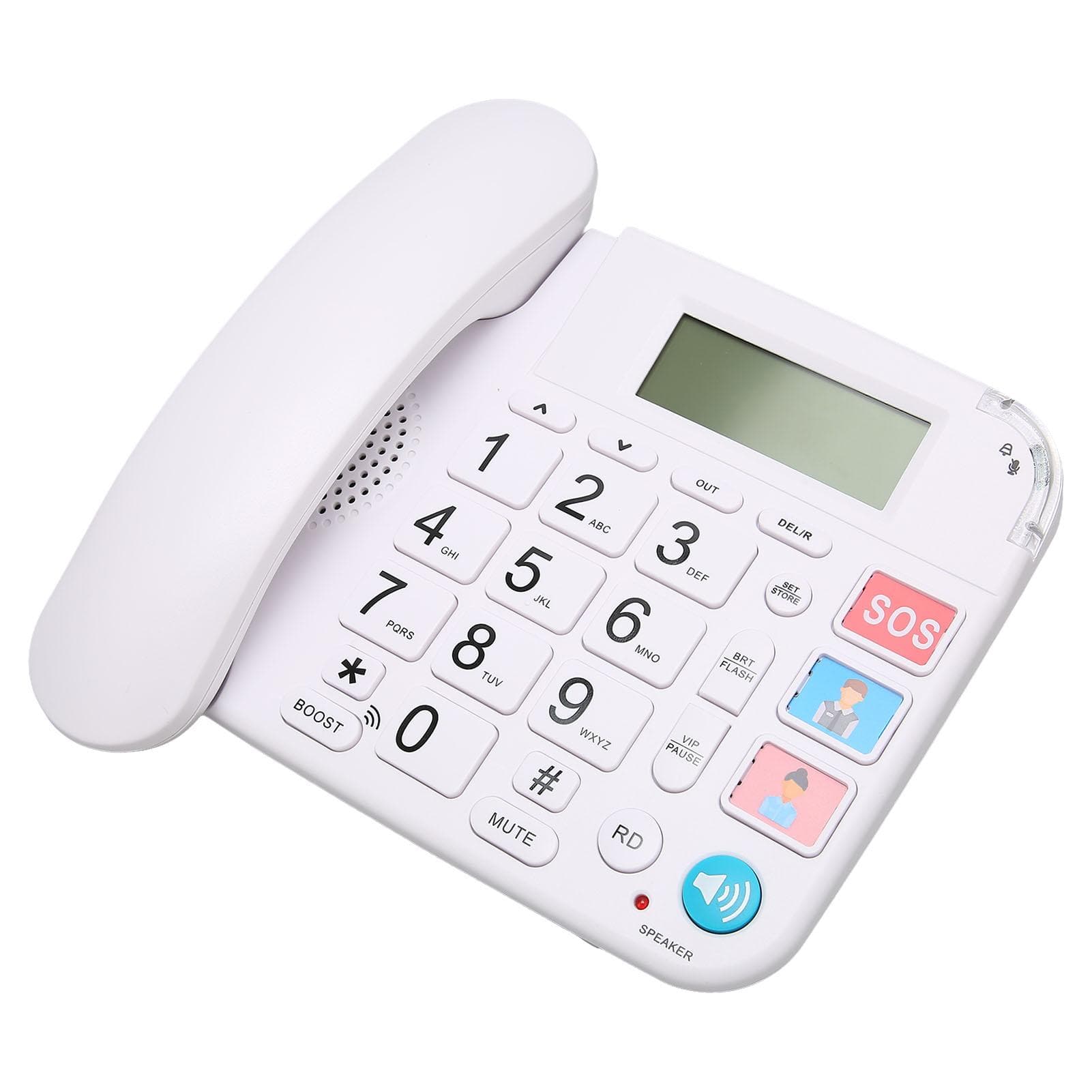 Home Corded Phone LCD Display Ringtone Volume Adjustment Big Button Landline with Speaker for