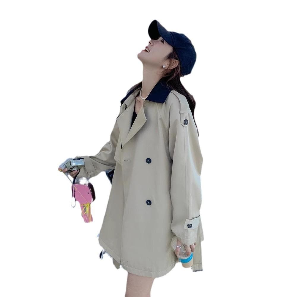 Short Trench Coat Spring and Autumn New Lapel Casual Coat XL