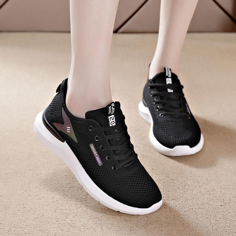 Women's Sports Shoes Spring New Flying Woven Breathable Sports Shoes Trend Fashion Running Shoes 40