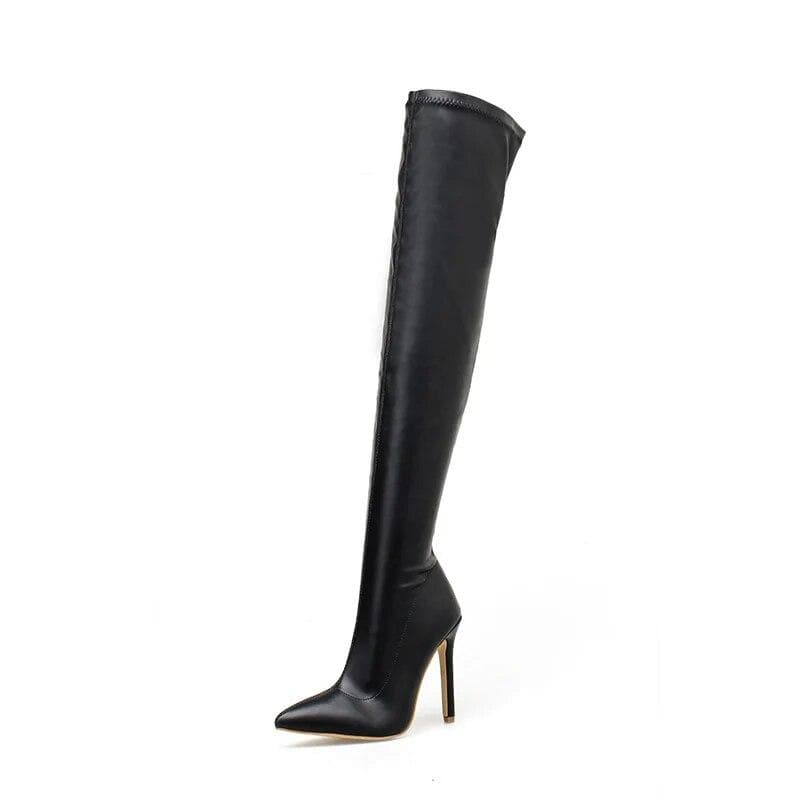 Winter Over The Knee Women Boots Stretch High Heel Slip On Shoes Pointed Toe Woman Long Boots Size 35-43 38
