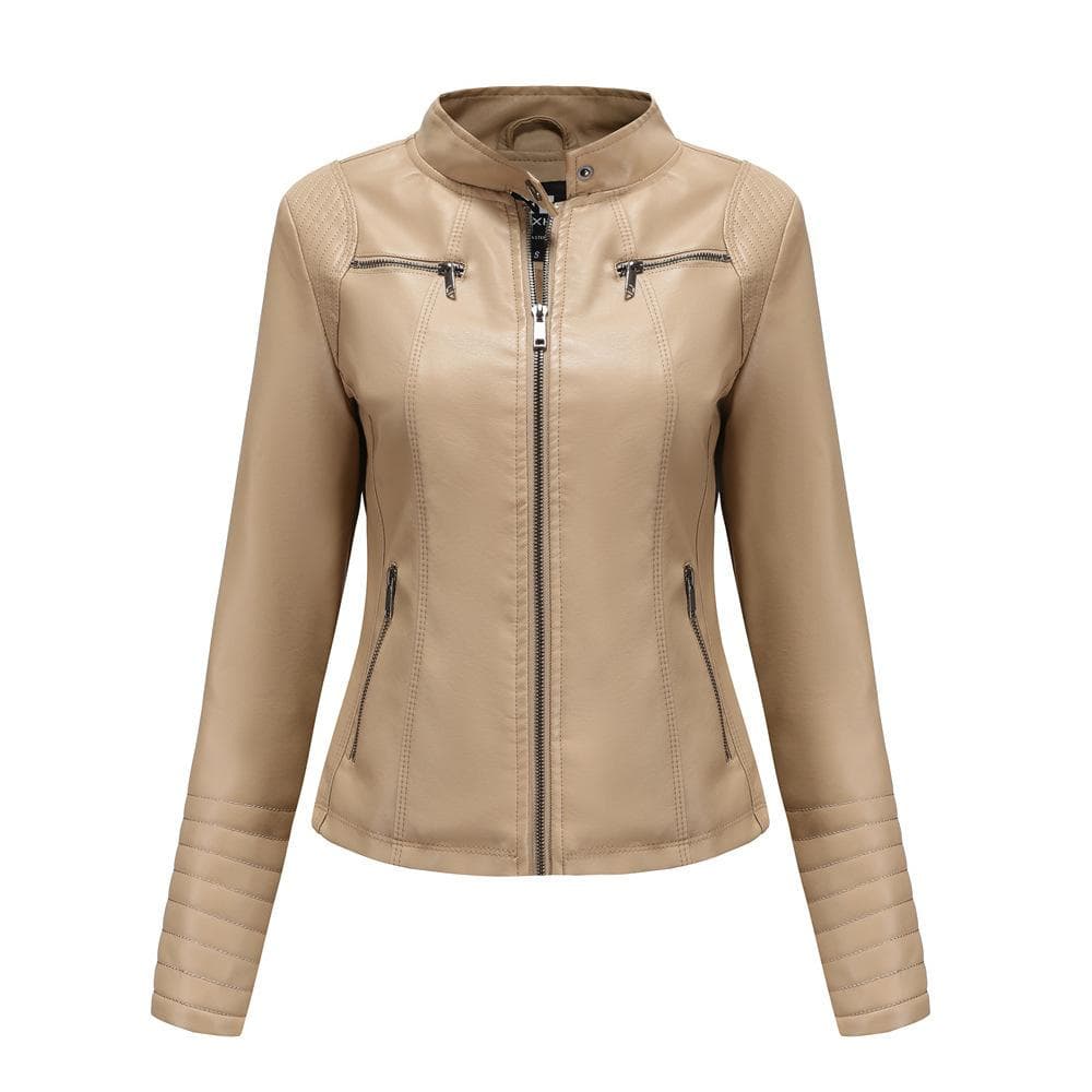 New Women's Leather Jacket Women's European and American Spring and Autumn Thin Leather Jacket Short Fashion Women's Jacket XXXL