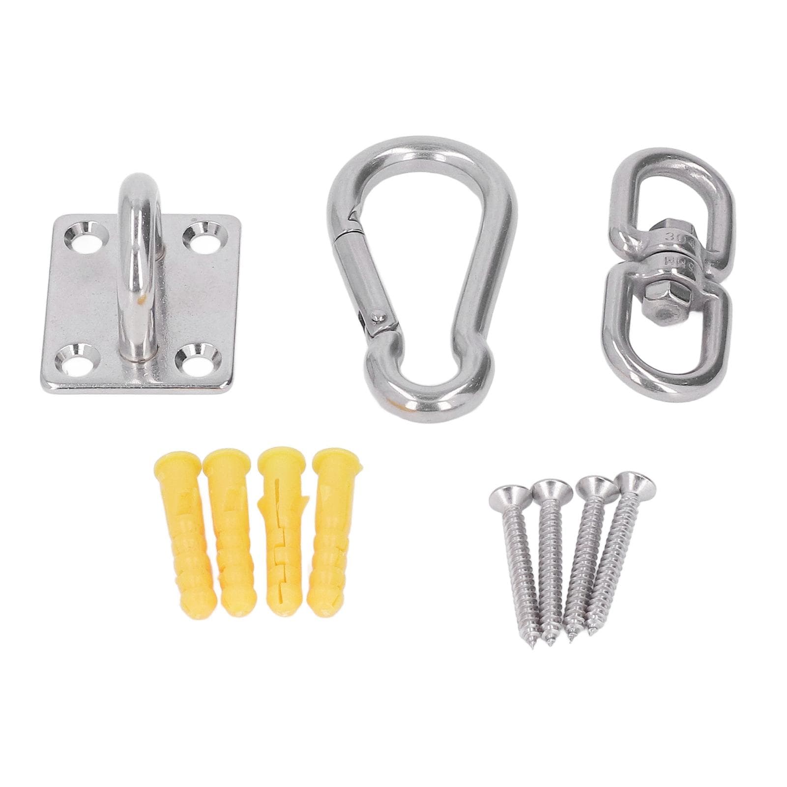 7 PCS Stainless Steel Hammock Hanging Hardware Kit with Door Buckle Snap Hook Screw Sun Shade Sail