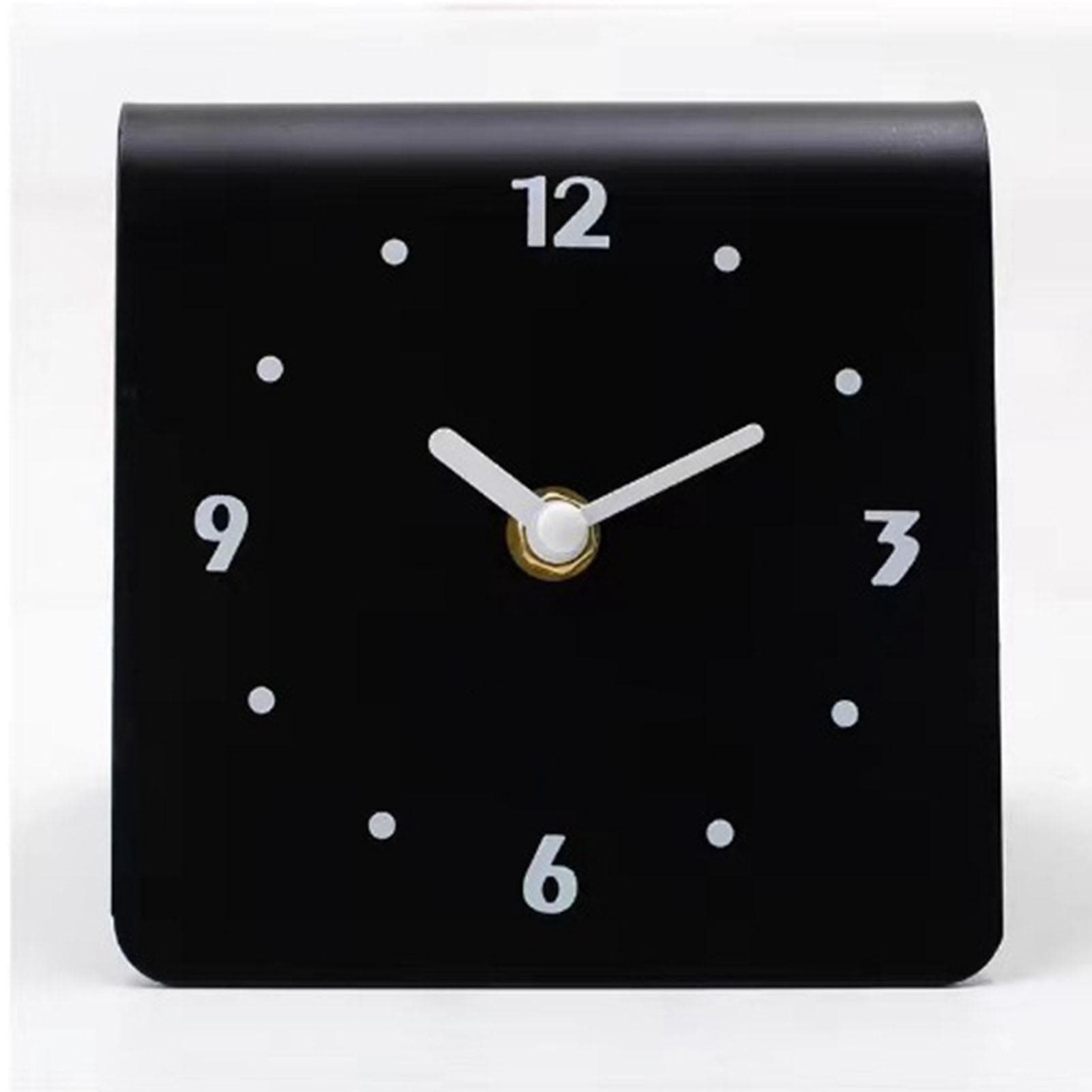 Desktop Clock Simple Modern Quiet Movement Metal Desk Clock Ornament for Bedroom Bedside Living black