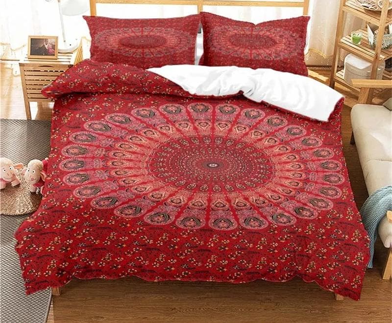 Bohemian Psychedelic Mandala Pattern Duvet Cover Set Bedding For Adult Kid Bed Set Comforter Cover With 1 Comforter 2 Pillowcase AU King(245x210cm)