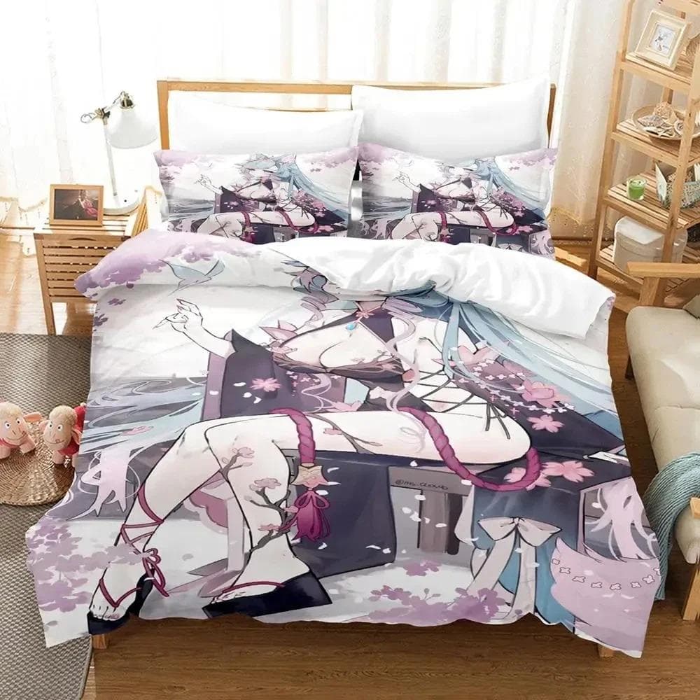 Anime Sexy Girls Silvervale Bedding Set Duvet Cover Bed Set Quilt Cover Pillowcase Comforter king Queen Size Boys Adult Bedding 70x133cm 2pcs
