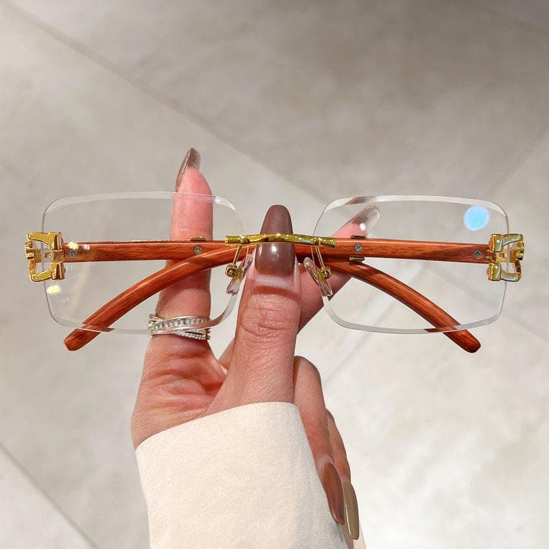Luxury Vintage Rimless Sunglasses Women Men Fashion Trendy Leopard Head Frame Gradient UV400 Sun Glasses As The Picture