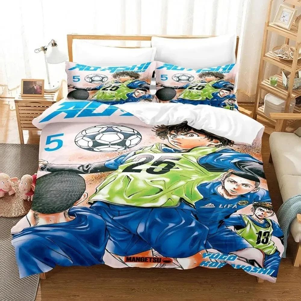Anime Ashito Aoi Ao Ashi AOASHI Bedding Set Duvet Cover Bed Set Quilt Cover Pillowcase Comforter king Queen Size Boys Adult EU single(135x200cm)
