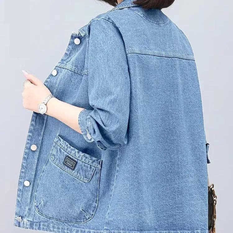 Denim Jacket Women's Spring and Autumn Casual Large Size Middle-aged Mother Short Spring and Autumn Denim Jacket XL