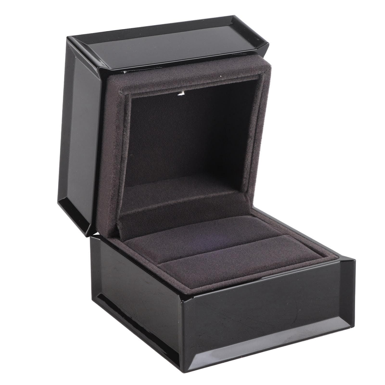 LED Luxury Ring Box Flocking Interior Jewelry Display Rectangular Wedding Ring Case for Proposal
