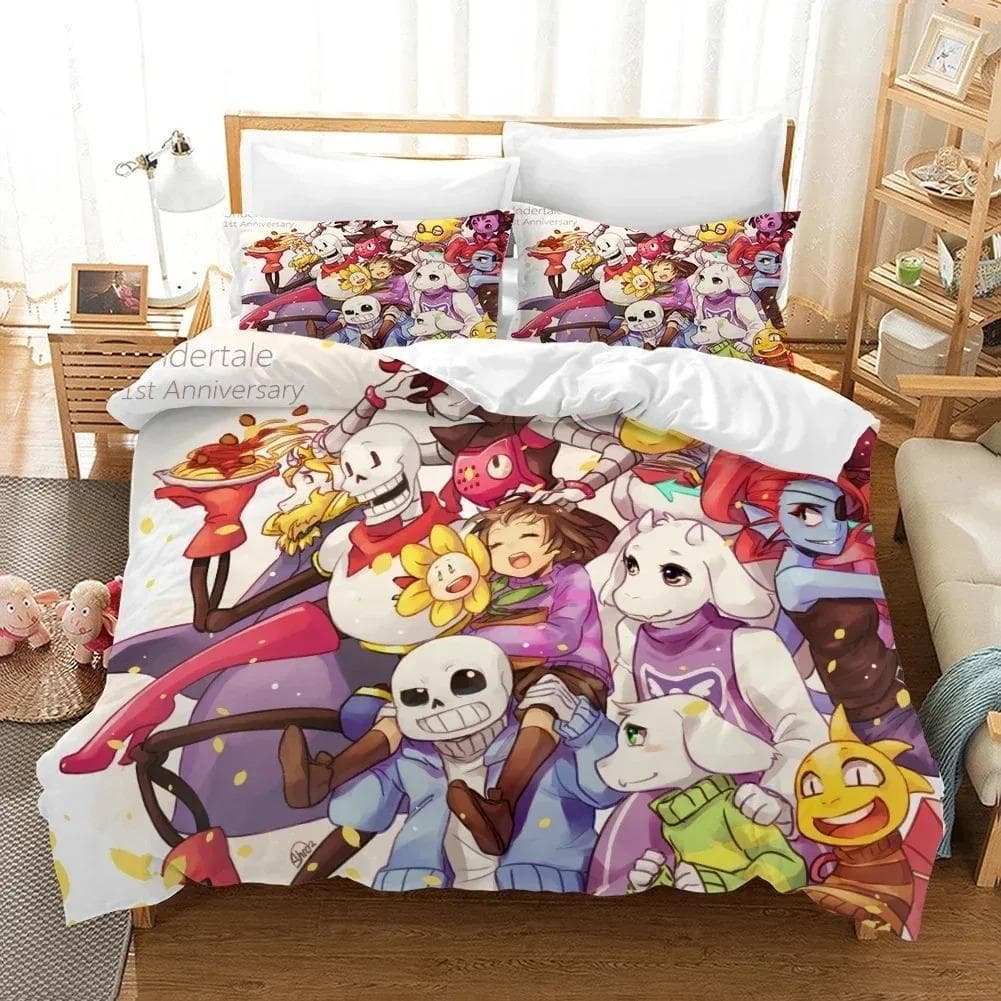 3D Printed Undertale Game Frisk Sans Papyrus Bedding Set Boys Girls Twin Queen Size Duvet Cover Pillowcase Bed Kids Adult 70x133cm 2pcs