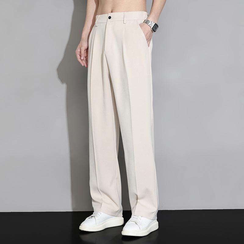 Men's Black Wide-Leg Casual Trousers for Spring and Summer M