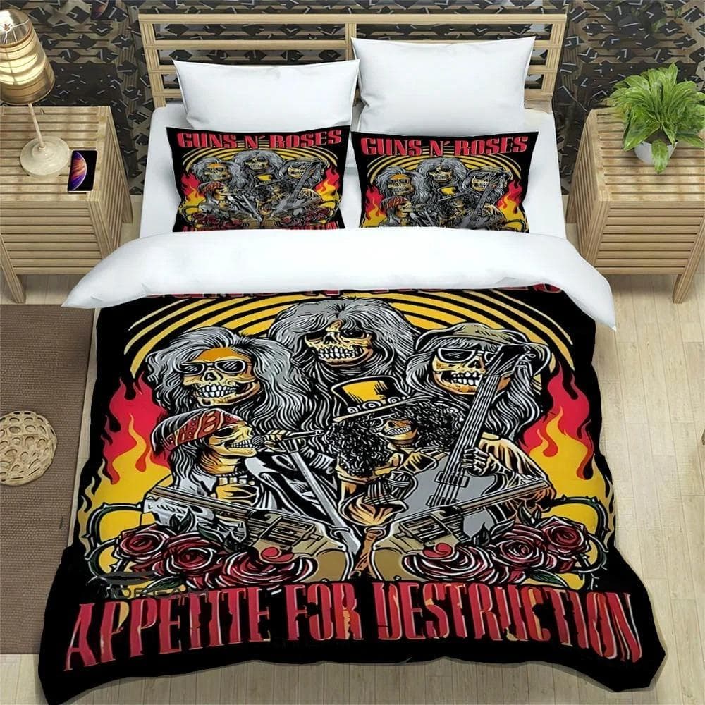 Rock Band Guns N' Roses Bedding Sets exquisite bed supplies set duvet cover bed comforter set bedding set luxury birthday gift AU Single 140x210cm