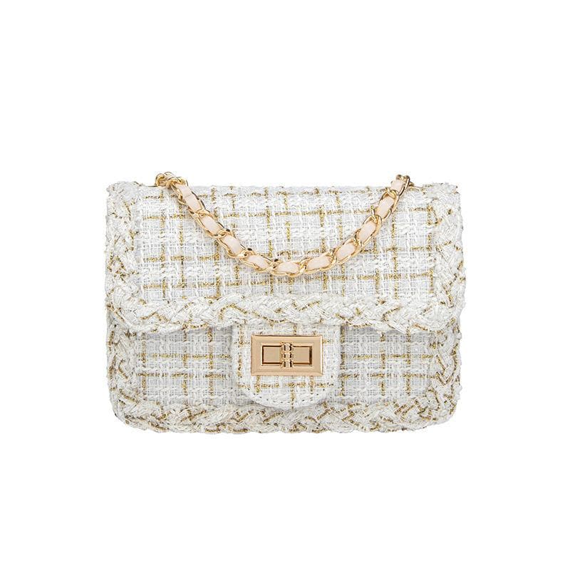 Children's Armpit Bag Chain Bag One Shoulder Crossbody Bag Small Square Bag white