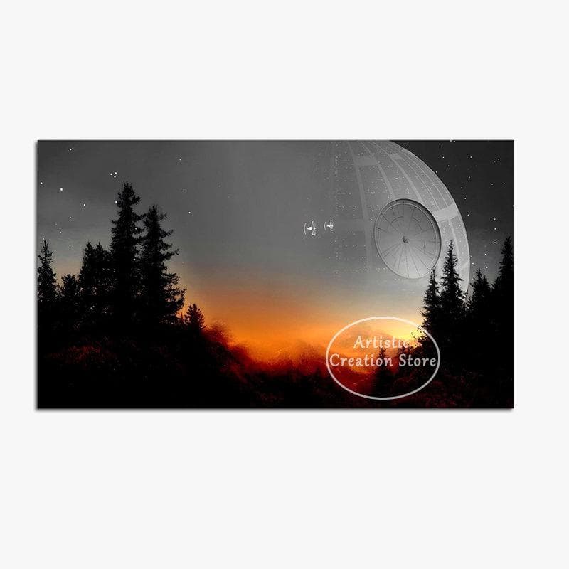 Star Universe Mountains Landscape Space War Poster Prints Canvas Painting for Living Room Office Wall Art Pictures Home Decor 20x40cm Unframed