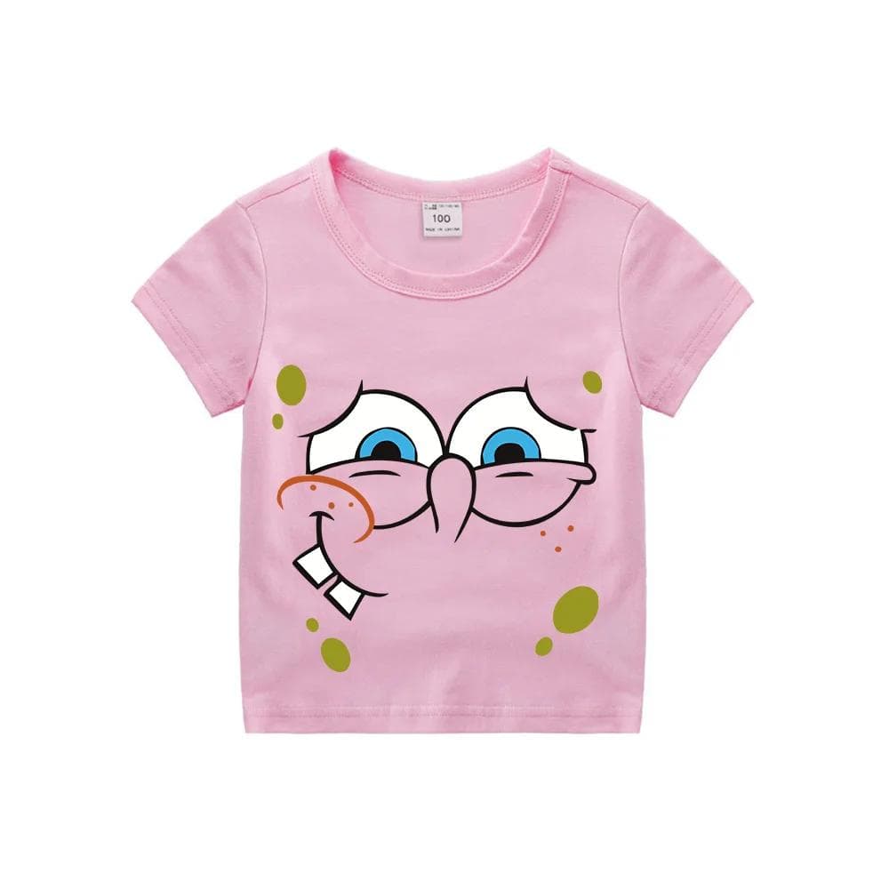 SpongeBobs SquarePants Children Clothing Anime Summer Short Sleeve Cute Patrick Star Clothes Cotton T-shirt Cartoon Kids Tops 100