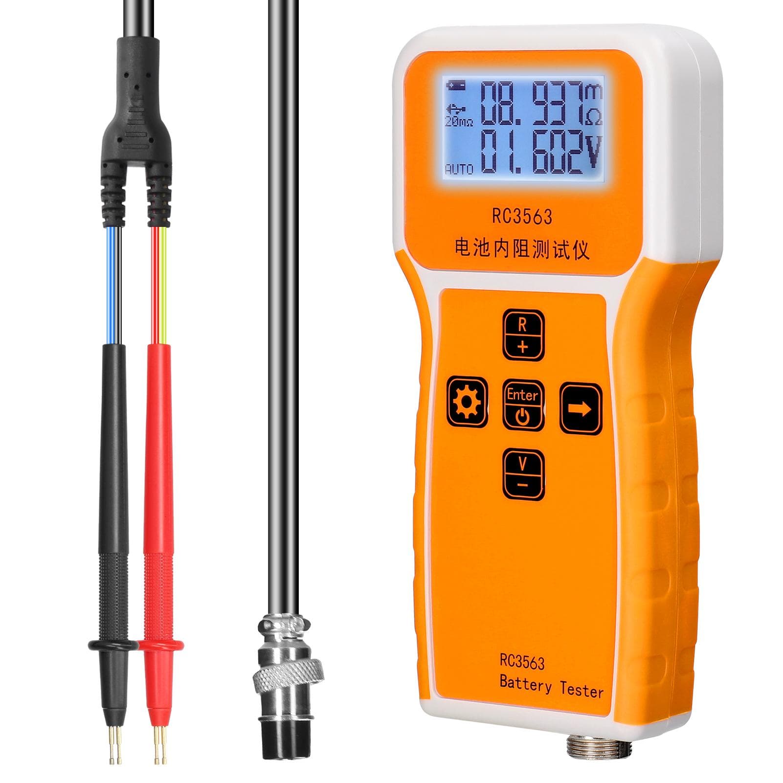 RC3563 200 Ohm 100V Handheld Portable Battery Internal Resistance Voltage Tester 3digit Display Tester & Probe black