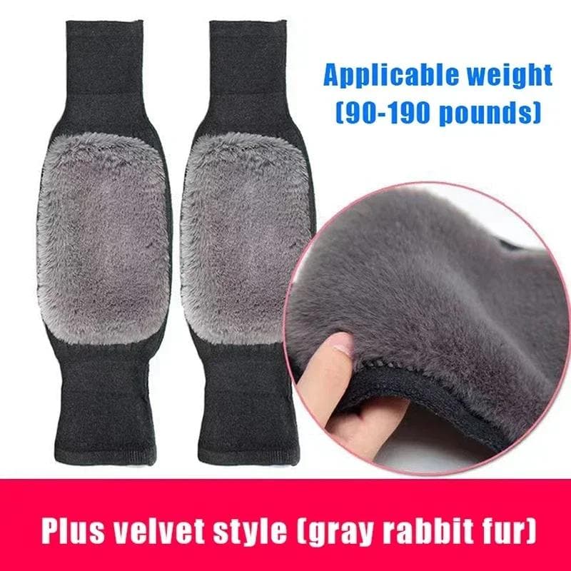 1 Pair Rabbit Fur Knee Pads for Women Winter Warm Men Old People Cold Leg Arthritis Kneepad Knee Support Run Knee Protector gray