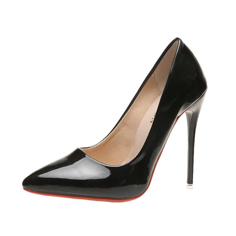 Women's Summer Plus Size Ultra High Heels Shoes Spring Casual Sharp Pointed Stiletto Solid Color Single Shoe 35-45 38 black