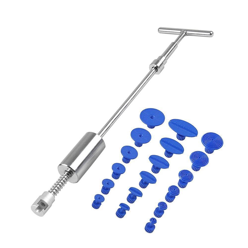 Paintless Dent Repair Puller Kit Car Dent Repair Tools T Bar Slide Hammer+ 18pcs Glue Puller Tabs blue