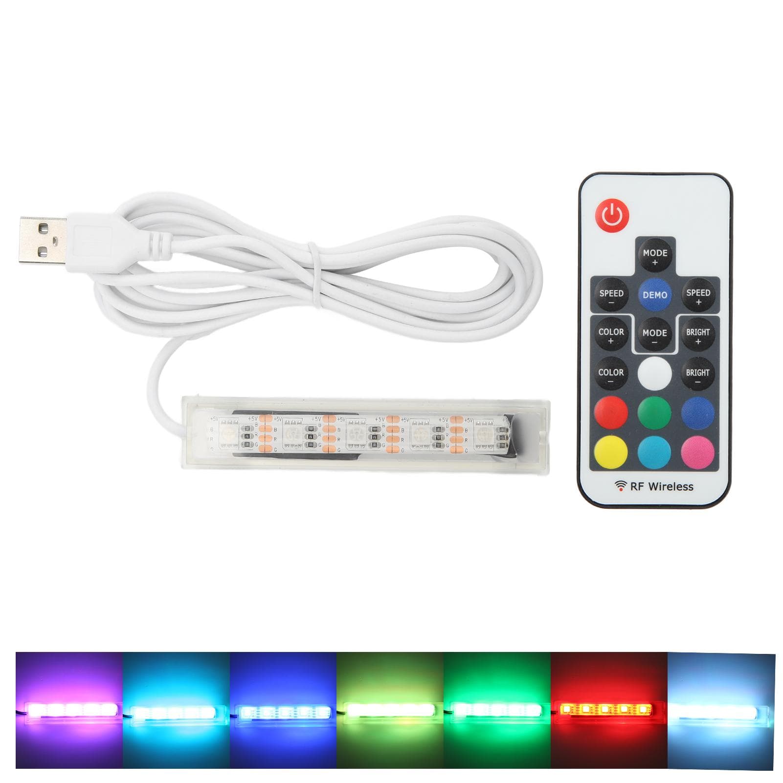 Micro Aquarium Light USB Powered Remote Control Colorful Fish Tank LED Lamp for LandscapeWhite Wire