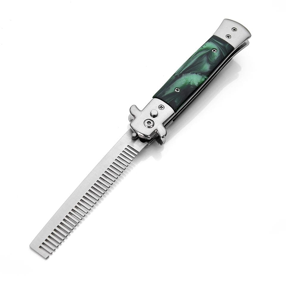 1pcs Automatic Stainless Steel Combs Foldable Knife Brushes Hair Trimmer Comb Brush Accessories butterfly Mens Pocket Knife Comb