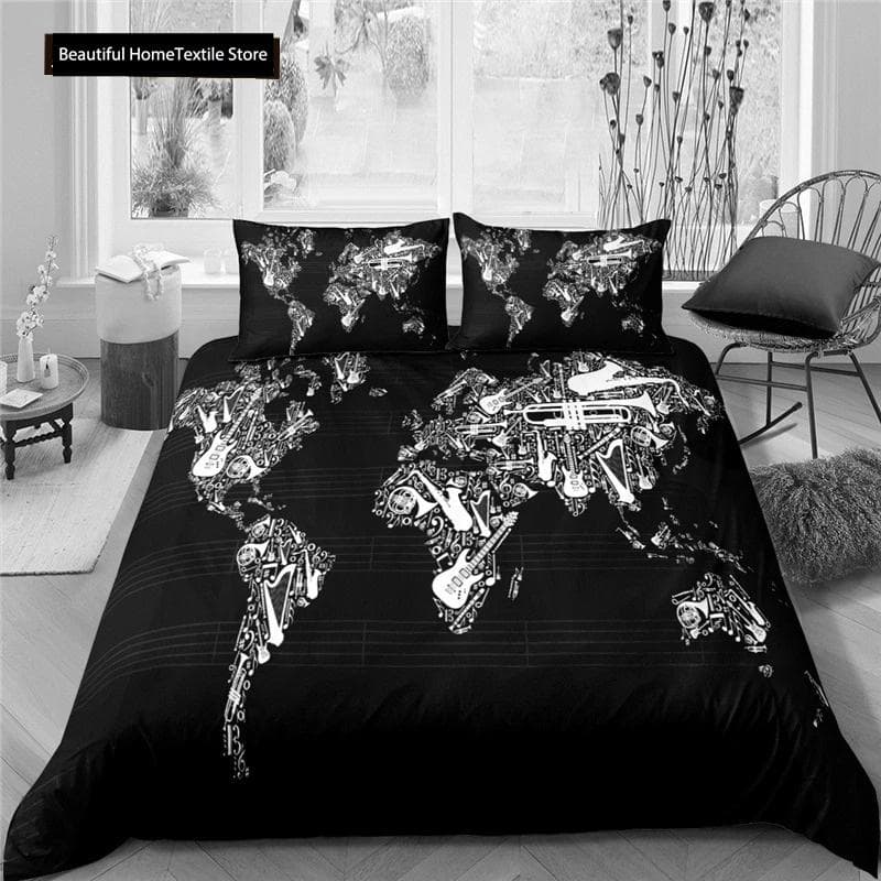 3d Music Notes Guitar Duvet Cover Set For Teens Adults Bedroom Decor Music Bedding Sets Fashion Hip Hop Comforter Cover 70x133cm 2pcs