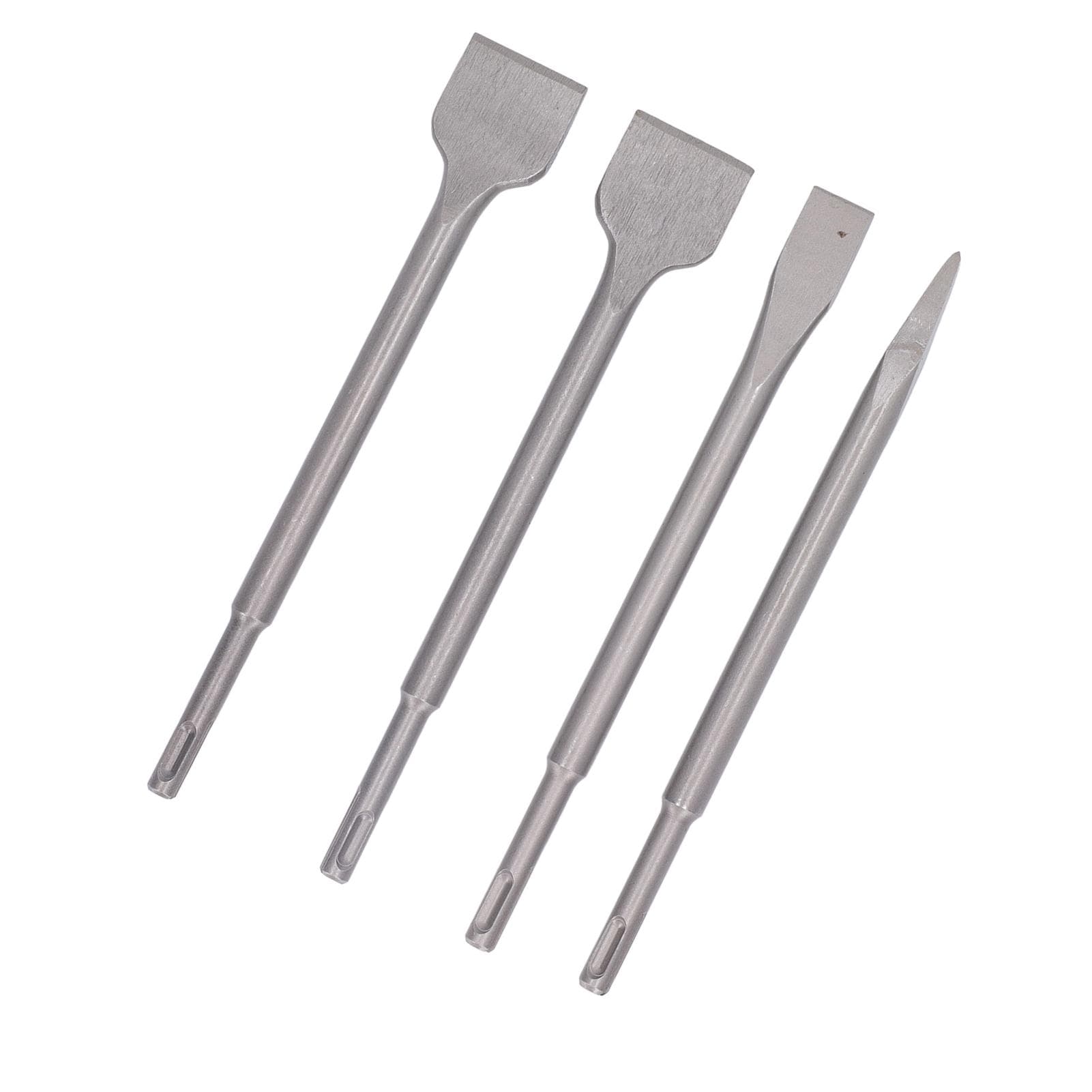 4PCS Electric Hammer Chisels Round Shank Point and Flat Chisel Set for Stone Concrete Brick Wall