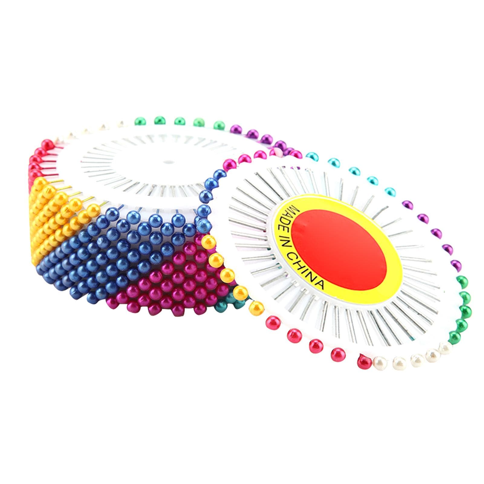 480pcs Dress Wedding Crafts Faux Pearl Round Head Straight Dressmaker Pins DIY Tool (Colorful)