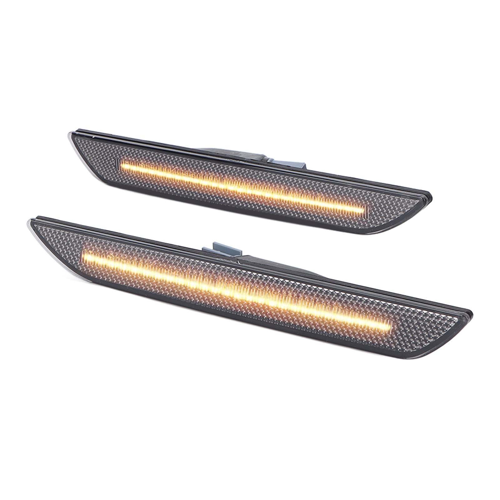 Pair LED Side Marker Lights Lamps Smoky Lens Replacement for Ford Mustang 2018?2020EU Version