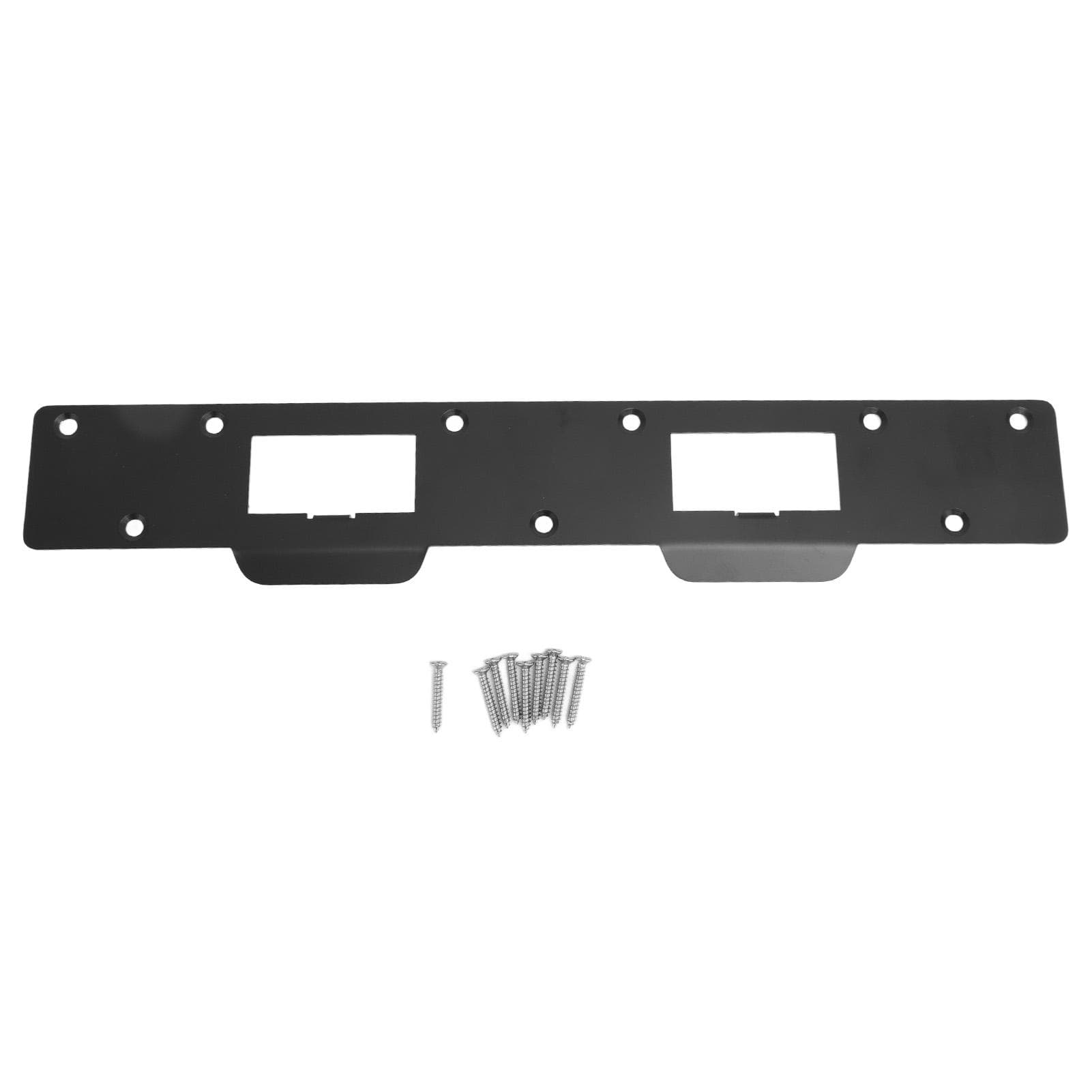 Door Strike Plate Double Holes Steel Reinforced Strong Easy Install Security Stike for 5?1/2in to black