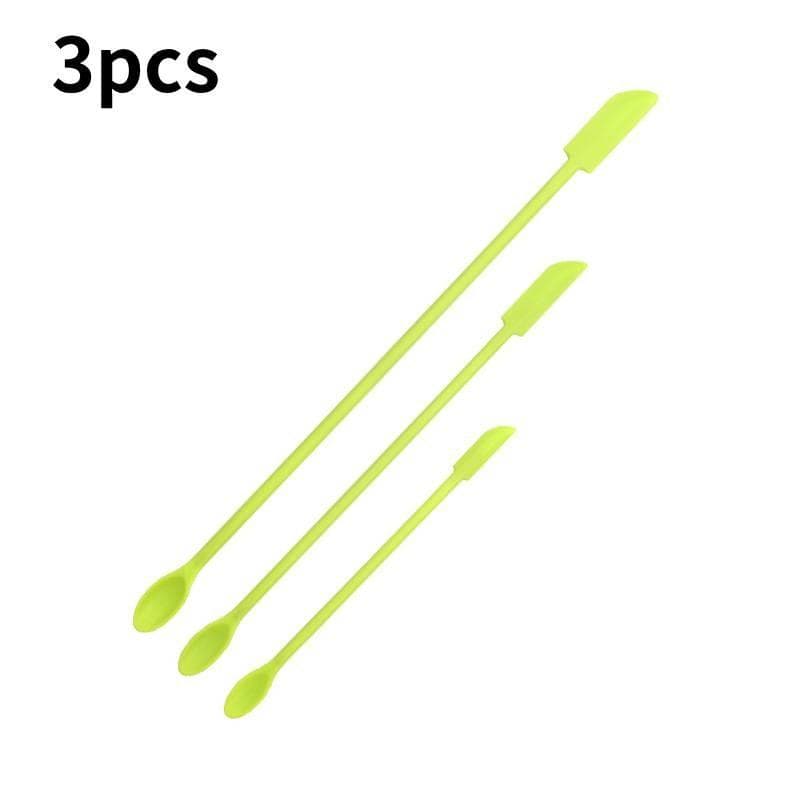 Silicone Mini Spatula Jar Scraper Scoop Tip Long Spatula Cosmetic Bottle Tool green