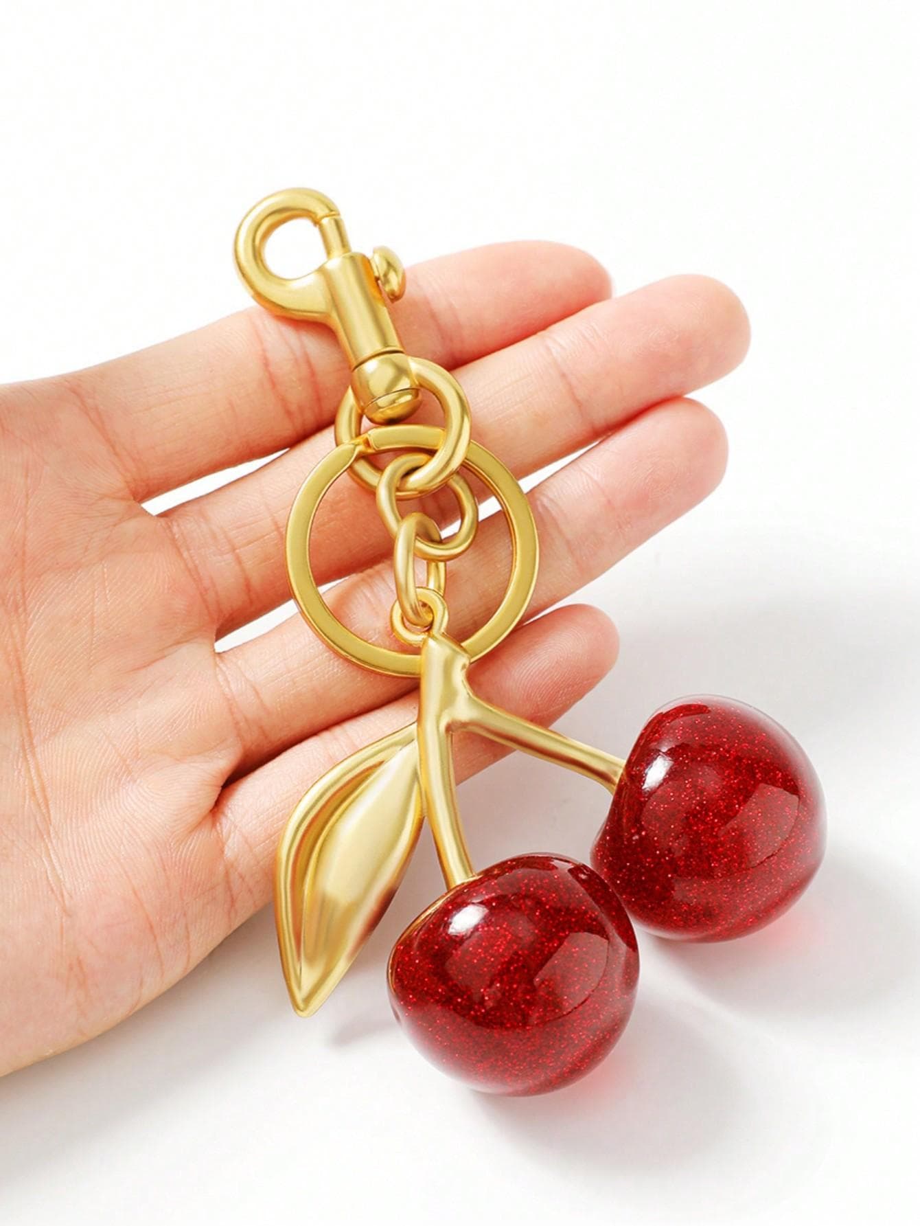 Red Cherry Pendant Keychain for Women'S Cute Bag Decoration Multifunctional Jewelry Car Key Accessories Trendy Keyring