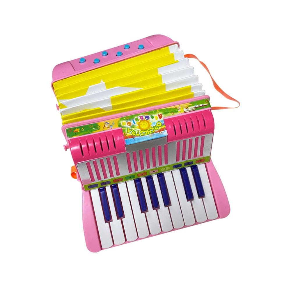Mini 17-key 6-bass Accordion ABS Material with Buckle Musical Instrument for Beginners Christmas pink