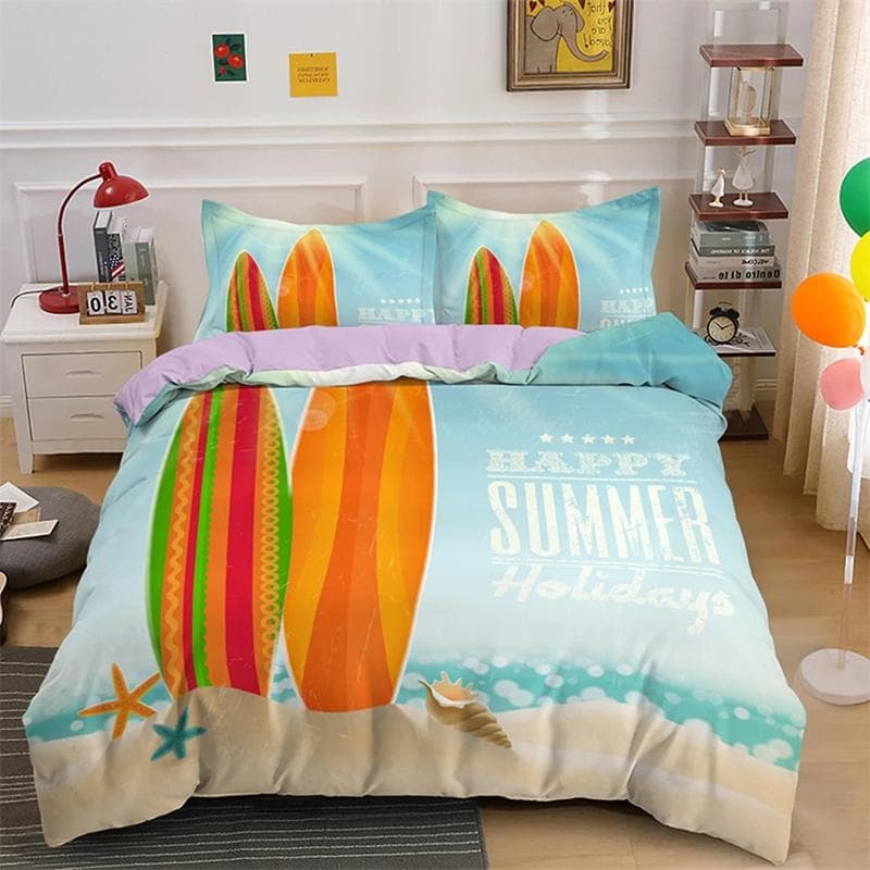 Luxury Sunset Surfing for Teens Boys Girls Adults Kid Gift Duvet Cover Summer Beach Theme for Bedroom Decoration Queen King Size 264x228cm 3pcs