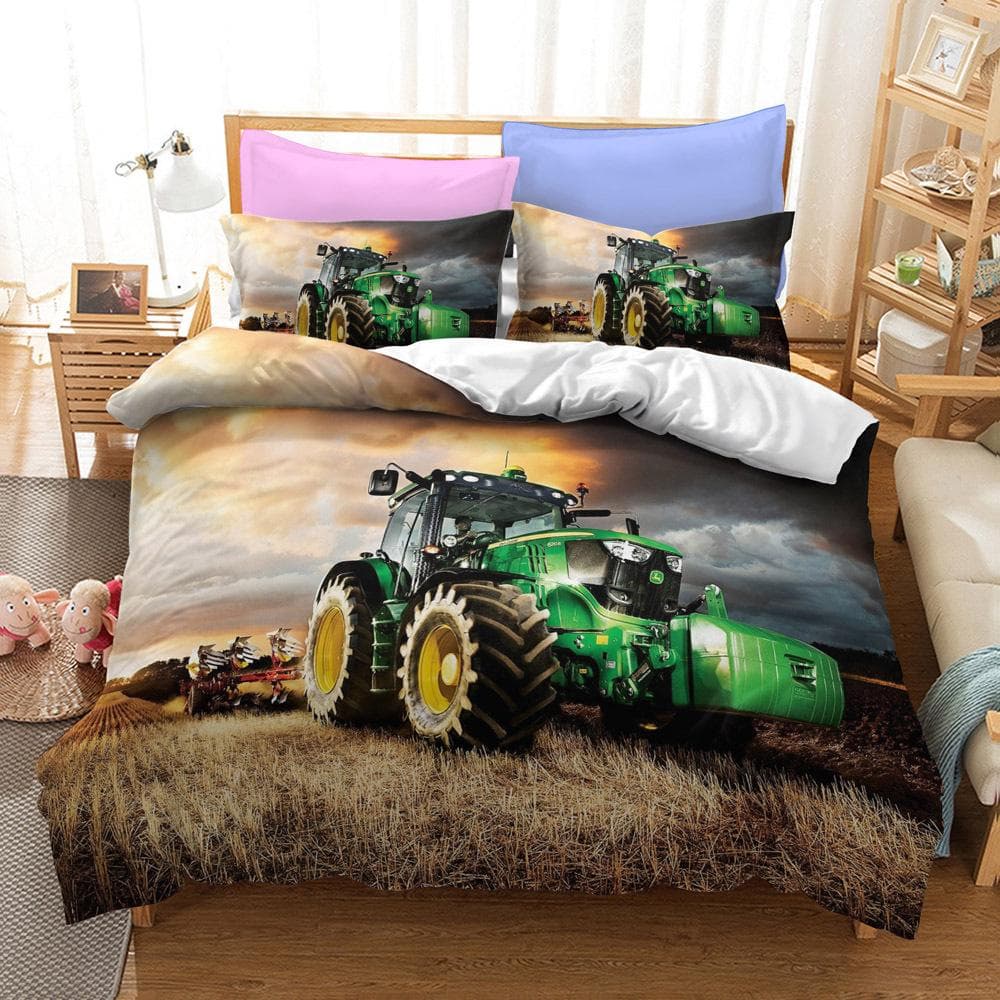 Tractor Bedding Set Bedspread Single Twin Full Queen King Size Sports Bed Set Aldult Bedroom Duvetcover 2 funda nórdica bedsheet AU Double(180x210cm)