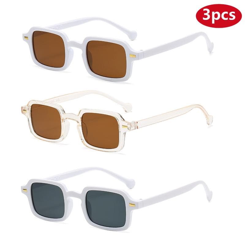 3set Fashion Small Square Sunglasses Retro Female Colorful Frame Sun Glass Men Leopard Blue Shades UV400 Protective