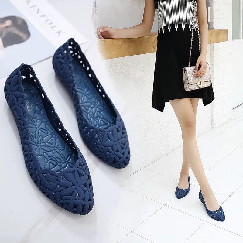 Summer Hollow Sandals Women Flat Bottom Breathable Hole Shoes Soft Beach Fashion Rain Boots 39