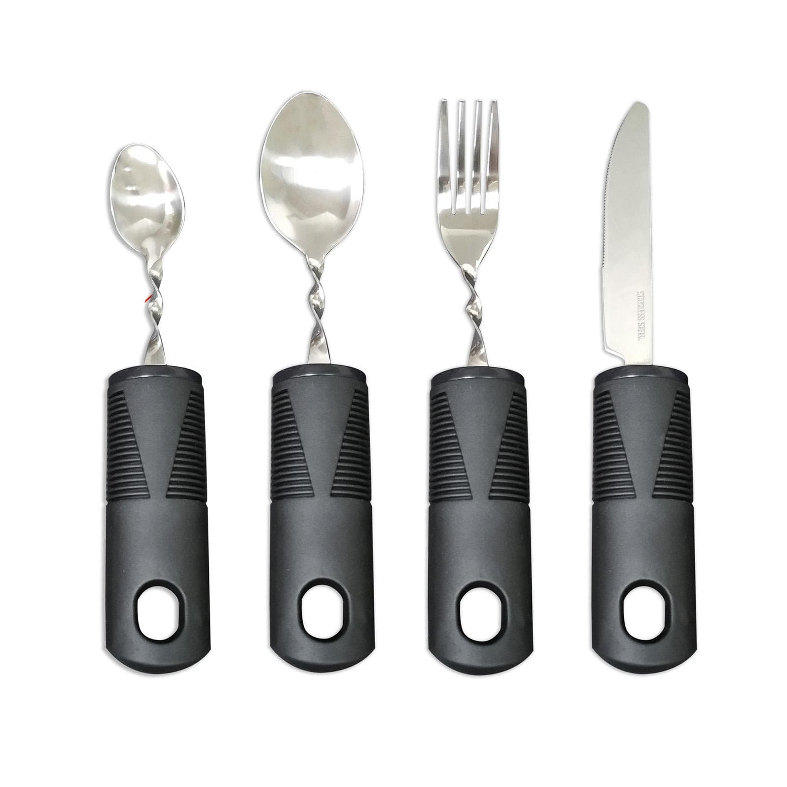4pcs Elderly Adaptive Cutlery Set Eat Independently Easy Grip Handles Bendable Adaptive Utensil Kit
