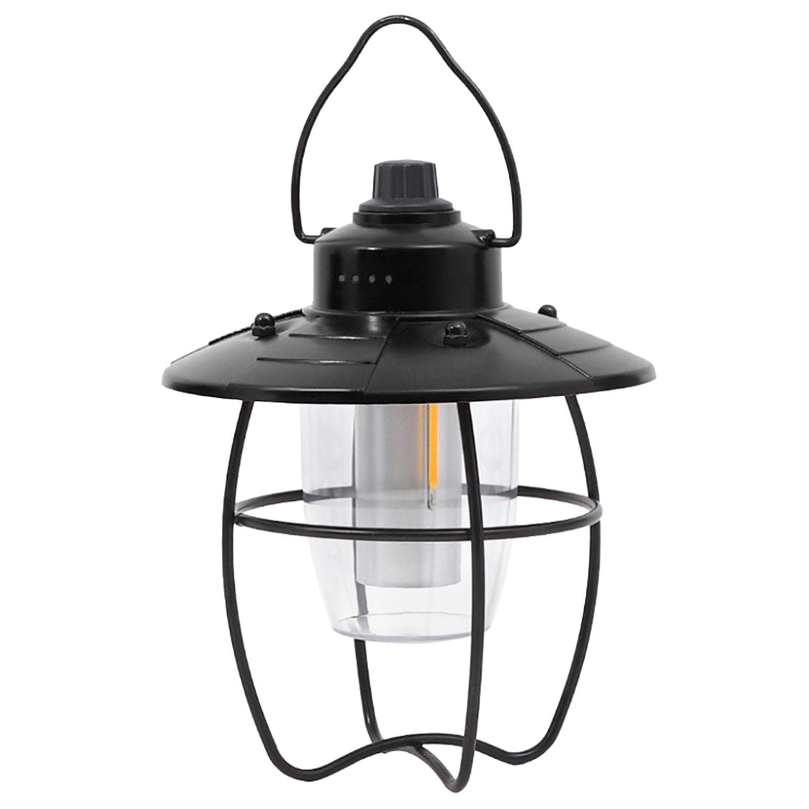 USB Recharegable Camping Lantern Hanging Tent Light for Outdoor Camping Fishing Backpacking black