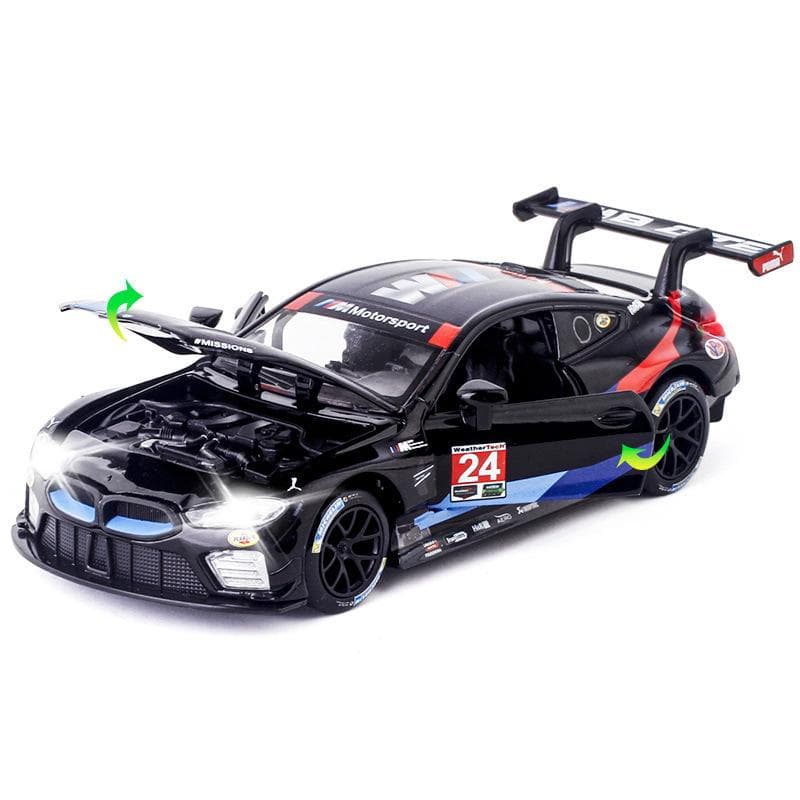 1:32 Scale Alloy Diecast Model Cars Toy Cars, M8 GTE #81 #82 #25 #24 Pull Back Toy Car with Sound and Light Toy for Girls and Boys Kids Toys 1/32-19x8.5x1.8cm