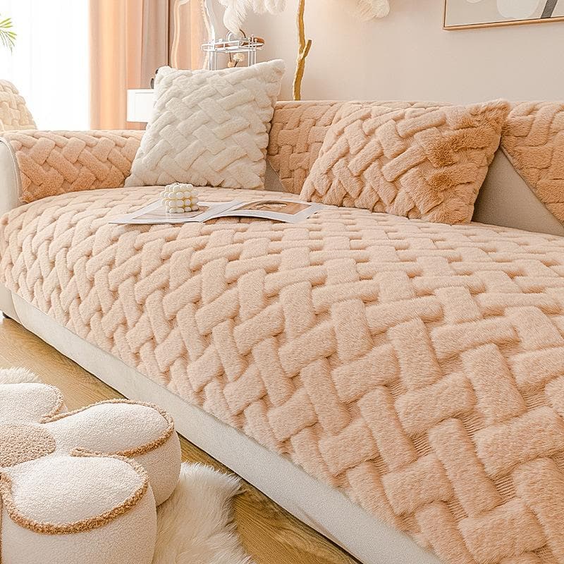 Thicken Plush Sofa Towel Solid Color Universal Sofa Cover Soft Non-Slip Combination Couch Slipcovers Sofa Mat for Living Room 70x70cm 1pcs