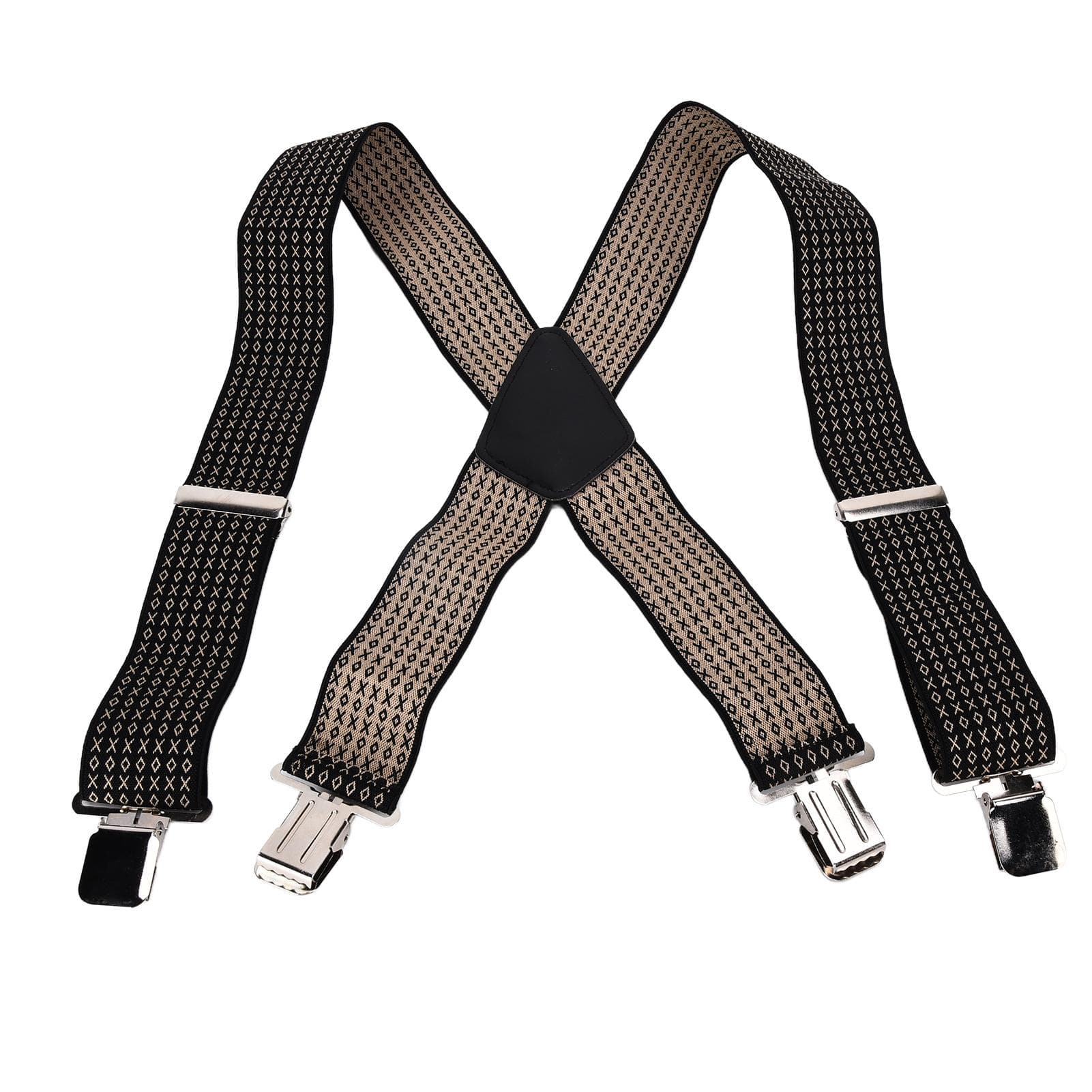 X Back Suspenders Elastic Adjustable Holdup Suspender with Heavy Duty Clips for Men Suits Pants