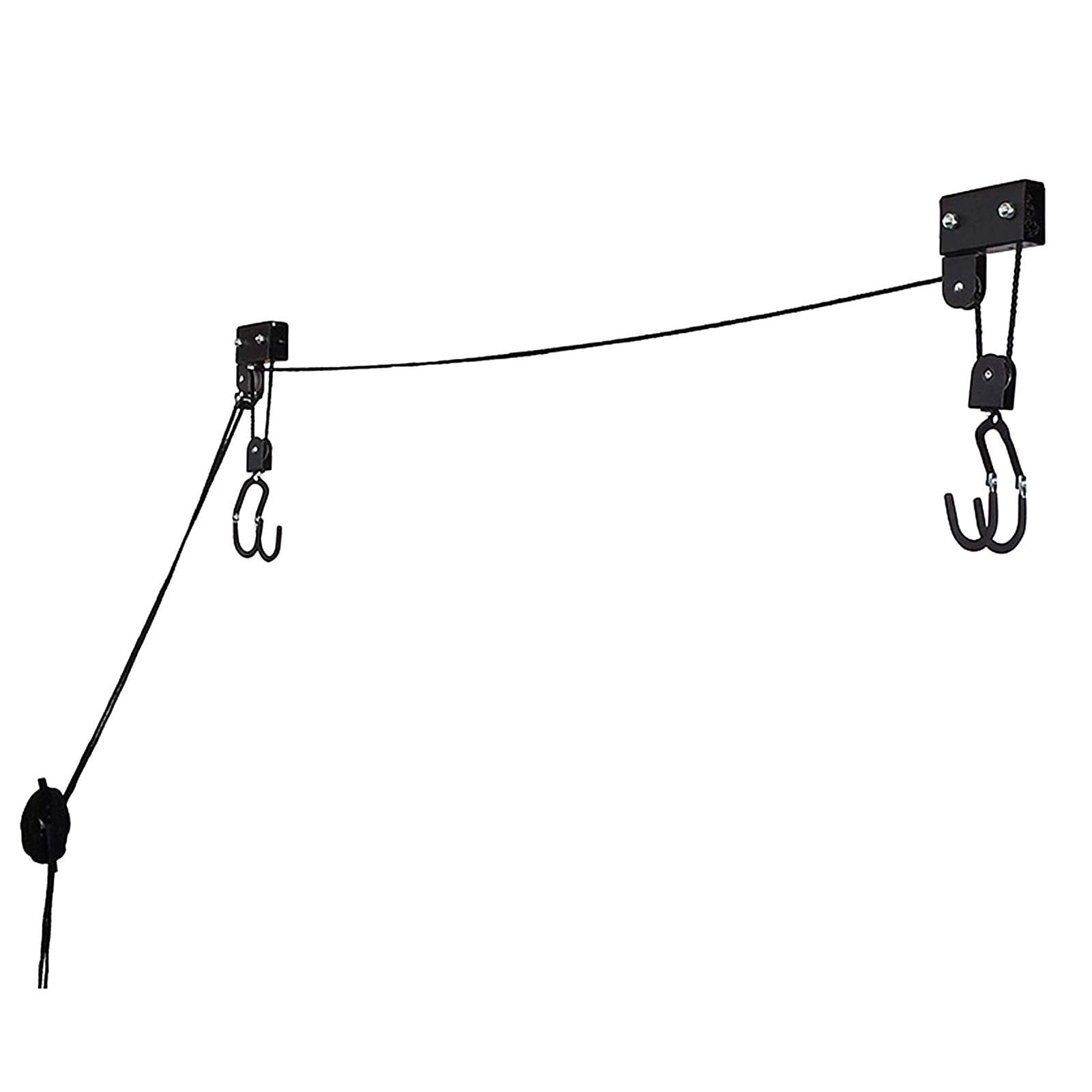 Kayak Lift with Hanging Pulley System Kayak Ceiling Rack Garage Ceiling Mount for Bicycle black