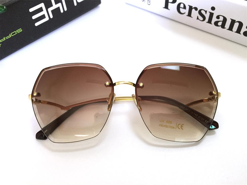 New Oversized Brown Sunglasses Fashion Square Shades Women Big Frame Vintage Retro Gradient Female