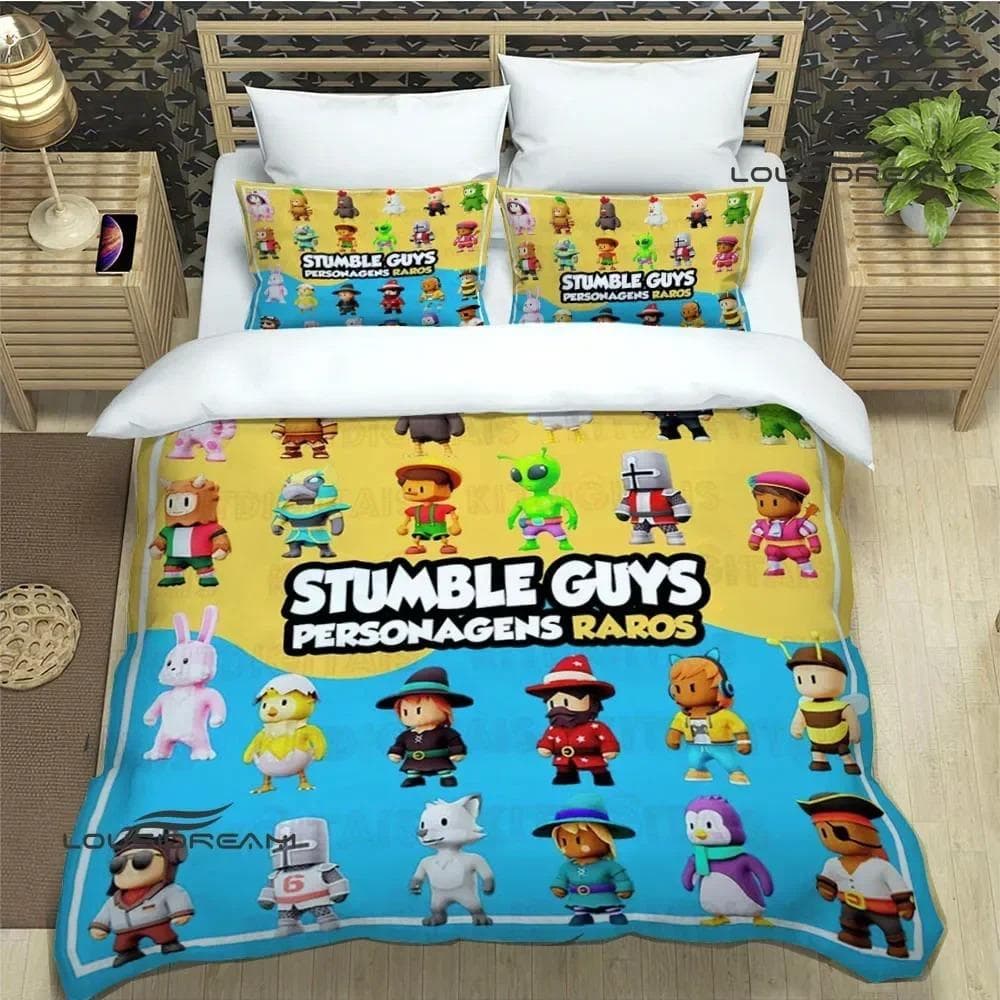 3D Game Cartoon Stumble-guys Bedding Sets Exquisite Bed Supplies Set Duvet Cover Comforter Set Bed 70x133cm 2pcs
