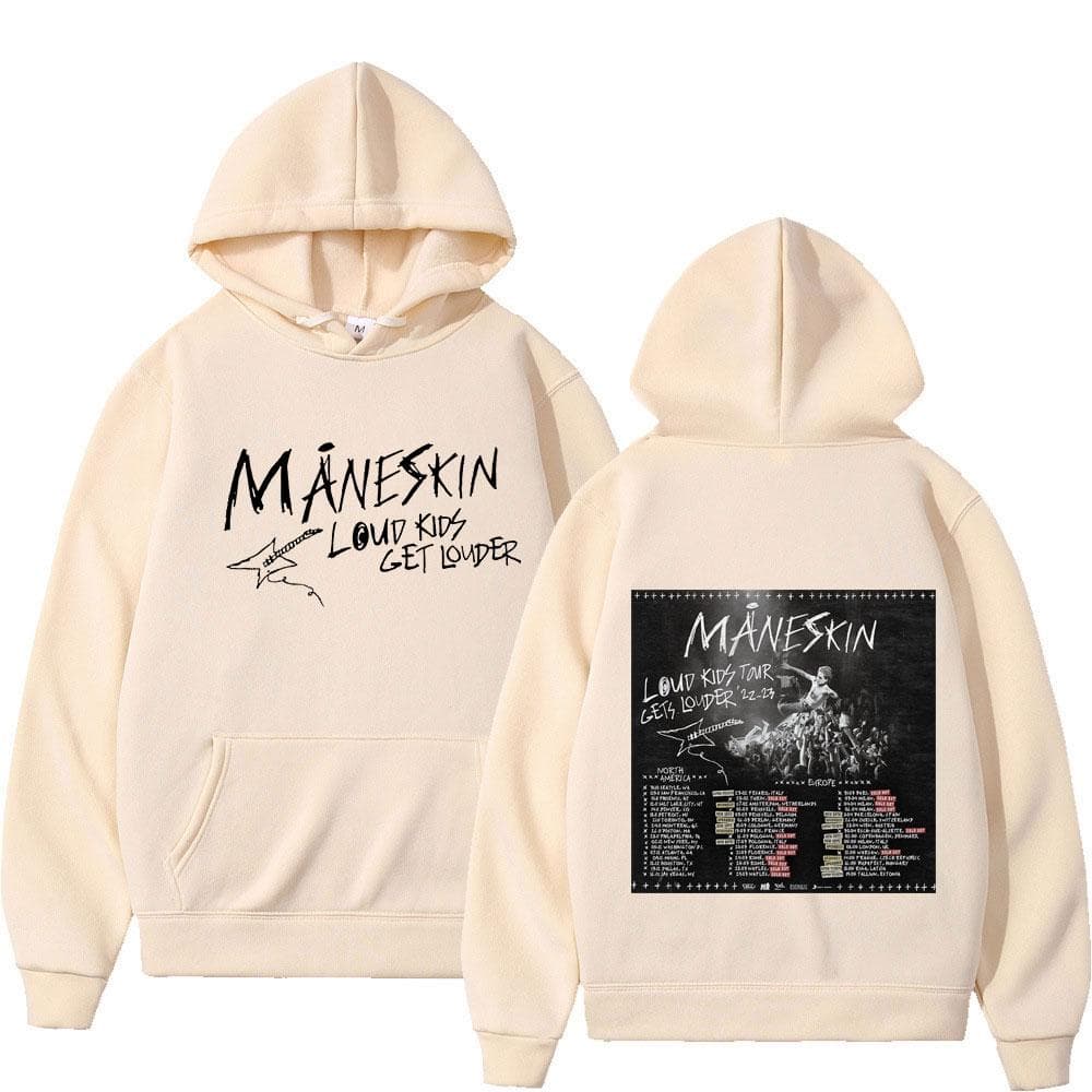 Maneskin Louds Kids Gets Louder Tour Graphic Hoodies Italian Rock Band Oversized Sweatshirts Unisex's Women's Vintage Clothing Kpop S